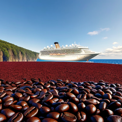 A cruise ship over a sea of coffee beans